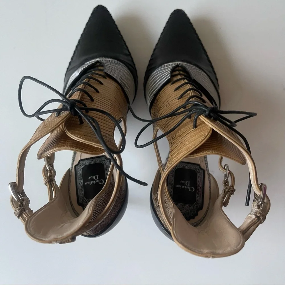 DIOR lace‎ up bootie heels size 6.5  New in Box AUTHENTIC
